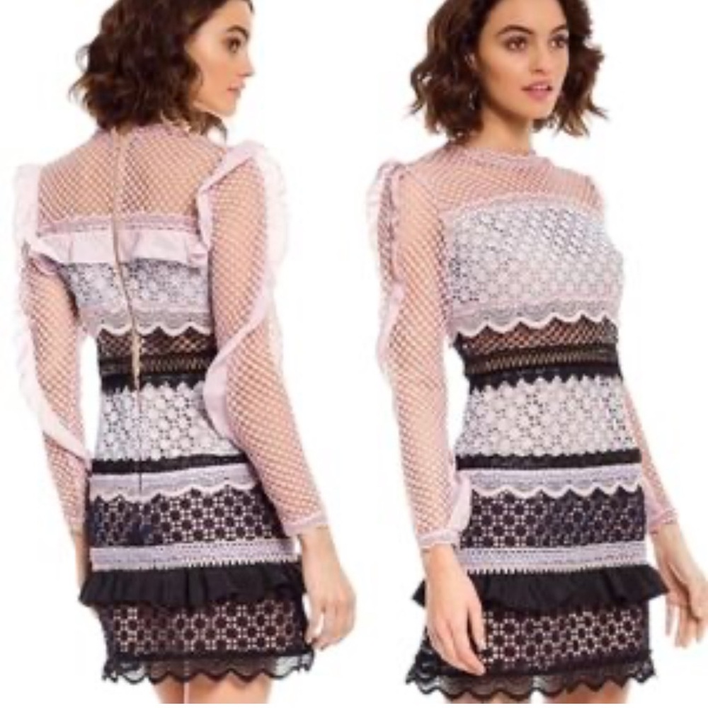 Self-Portrait Black and White Lace Dress